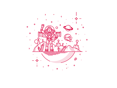 Ferdinand's friend buzz dog icon illustration lightyear lineart planet space