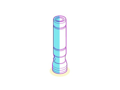 Isometric flashlight 3colors flashlight illustration isometric lineart