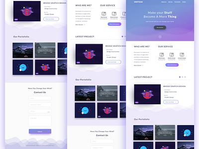 Krefteam Landing Page Full blue clean flat gradations graphic interface landingpage profile purple simple ui ux