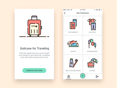 Suitcase for Traveling app app category clean design flat illustration ios suitcase travelling ui ux