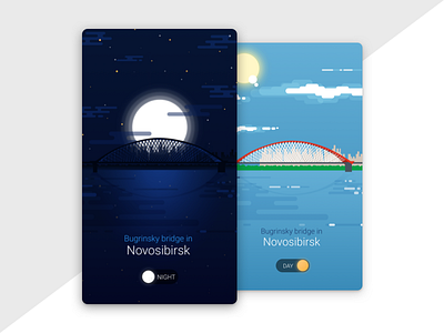 #Daily UI #015 - On/Off Switch 015 bridge bugrinsky bridge city dailyui illustration novosibirsk onoff switch town