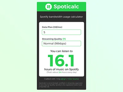 Spoticalc App re-redesign spoticalc spotify
