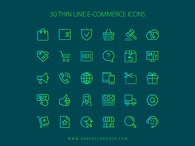 30 Thin Line E-Commerce Icons e commerce icons icons