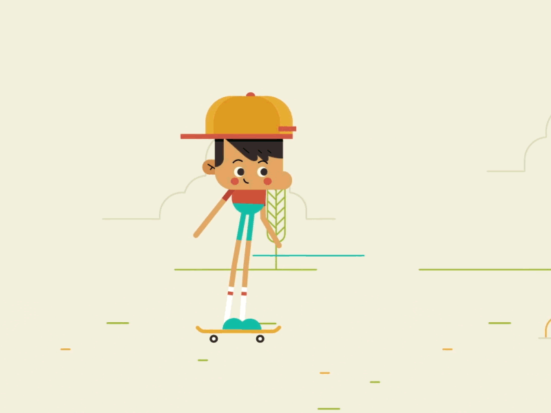 Provecto School animation character child flat jump skate