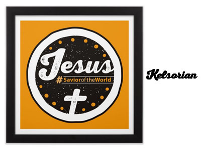 Jesus The Savior Of The World Graphic christian christian design christianity cross evangelism framed artwork jesus yellow black