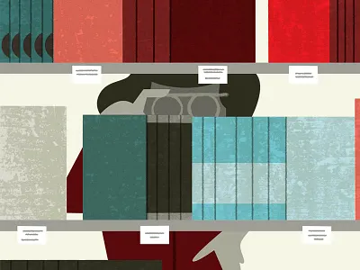 Bookaboo bespectacled books bookshelf bookstore covers glasses library shelf shelves spines woman