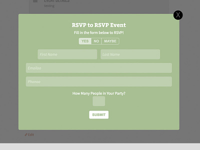 RSVP Lightbox Submission Form lightbox rsvp submission
