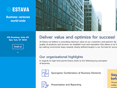 Estava Website landing page website