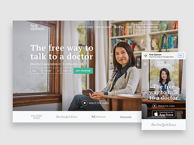 First Opinion Home Page desktop health mobile ui ux web webdesign