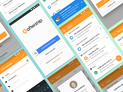 AfterShip Mobile App UI aftership android app icon illustration ios layout menu mobile simple ui ux