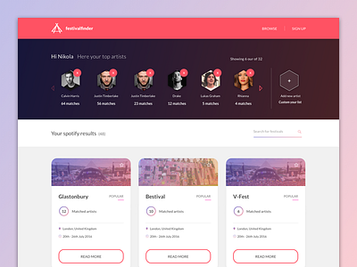 Festival browse page apple music browse page desktop festival music spotify streaming ui ux