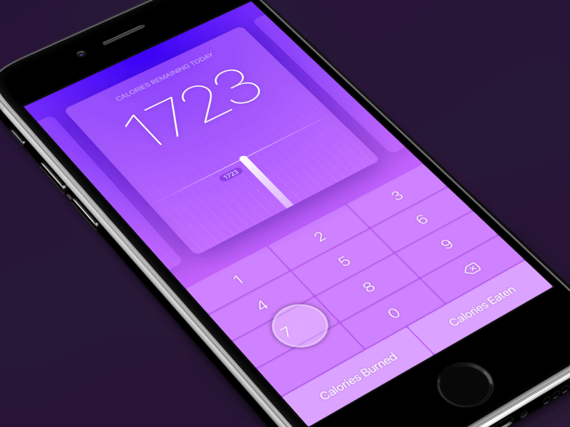 Tracking Calories app calculator calories cards fitness ios iphone mobile physical swipe ui ux
