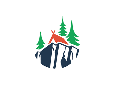 Hiking club #2 cliff forest hiking icon logo tent