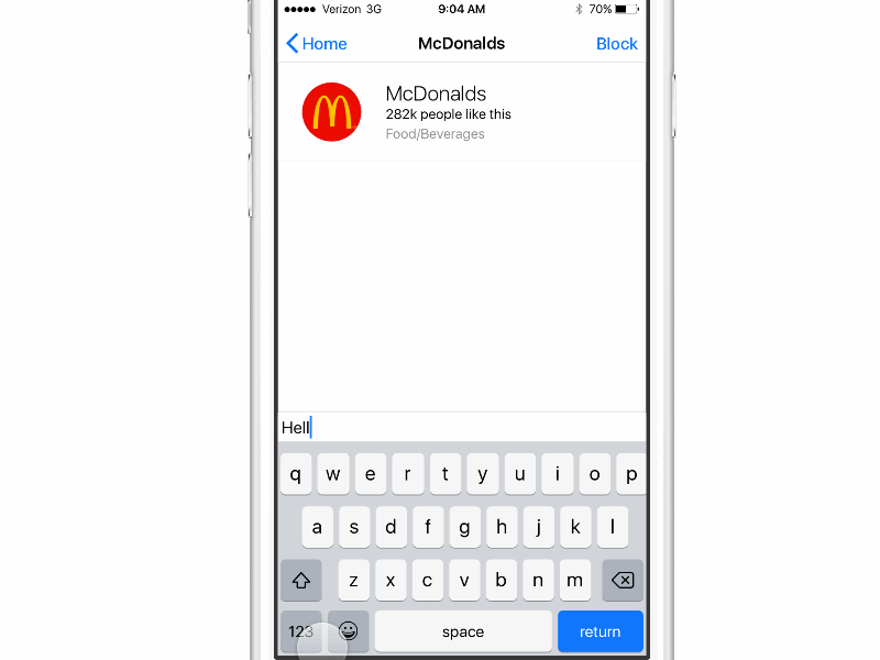 mcDonalds facebook messenger bot prototype in FramerJS animation bot chat facebook framer interaction messenger