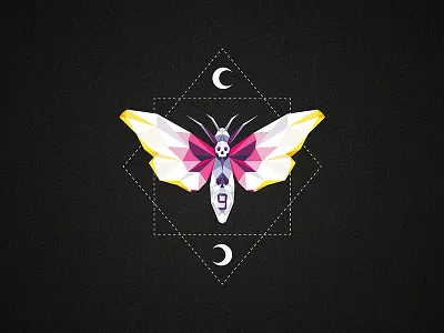 Low Poly Moth - Carpe Noctem Deck ace bold colourful illustration low poly magic moon moth playing cards spades