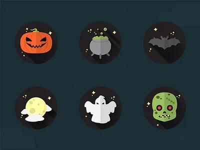 Halloween's Day bat cute day flat halloween icon pumpkin set
