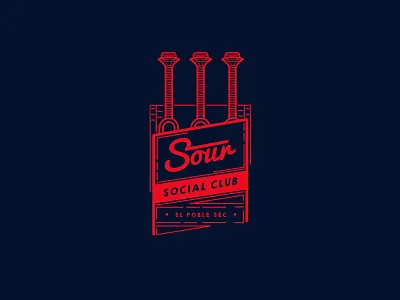 Sour Social Club branding factory handmade line line design logo logo design retro social vintage