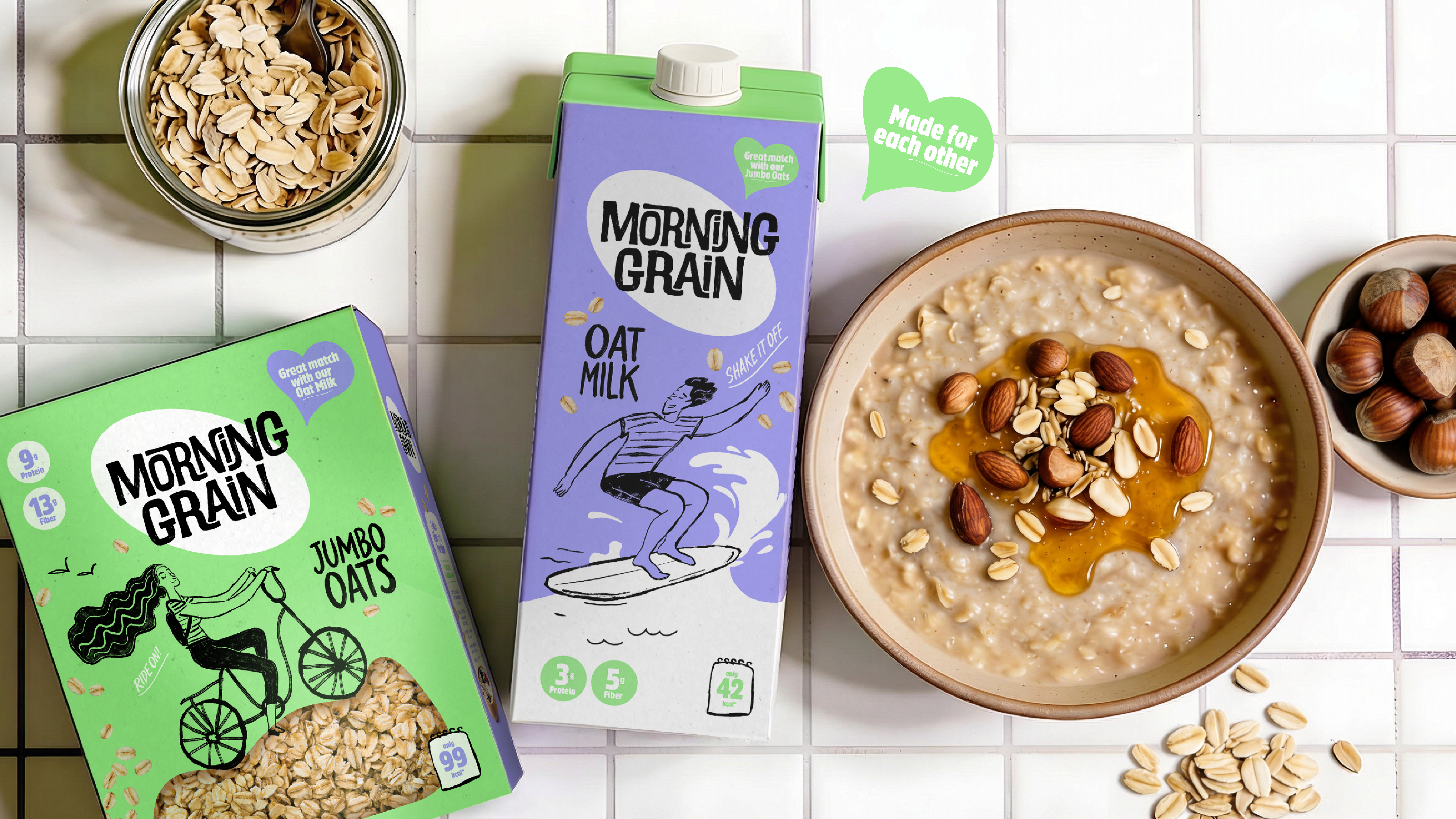 Morning grain branding dancing energy juice kids naming packaging rock summer teenagers