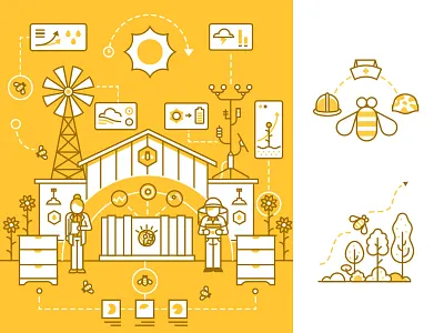 NYT x IBM BEE-2-B article bees data ecosystem environment ibm illustration line technology watson