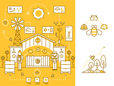 NYT x IBM BEE-2-B article bees data ecosystem environment ibm illustration line technology watson