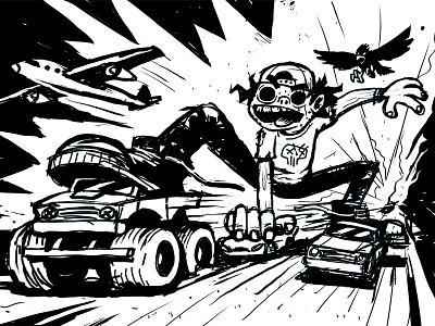 Giant Zombie Boy auto hawk kid monster trucks procreate zombie