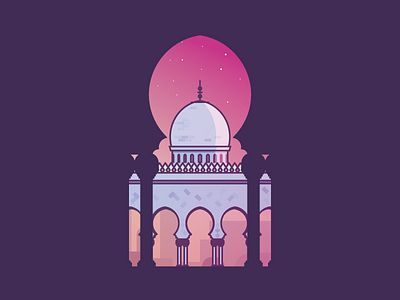 Sheikh Zayed Mosque abudhabi emirates flat illustration landmark mosque night sheikh zayed mosque uae