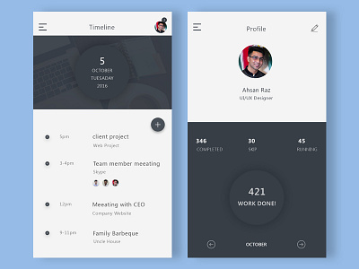 Task App UI app application flat interface tasks timeline ui user