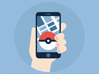 Hand and smartphone flat design friendly flat hand icon illustration illustrator infographicsmag maps pokemon go smartphone vector