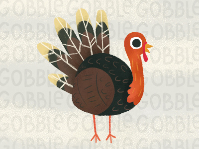 Gobble Gobble brush gobble holiday illustration november october retro texture thanksgiving turkey