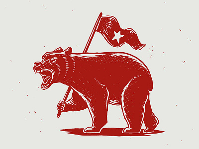 California Republic bear california flag halftone republic texture