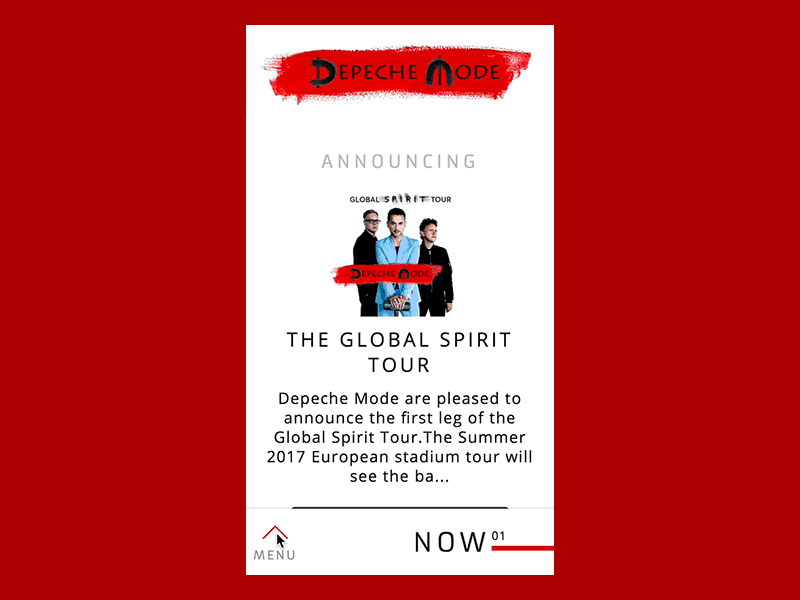 Depeche Mode Mobile Menu Pattern band gif menu mobile mobile menu red responsive tour dates ui ux