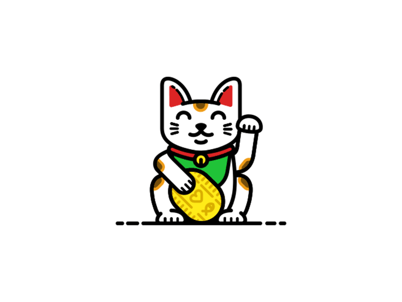 Maneki Neko Animated! animation cat draw on flat gif icon illustration line loop maneki neko minimal vector