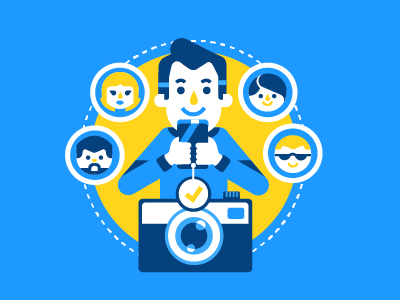 App tutorial illustration app blue design flat lines minimalis print tech tutorial vector web yellow