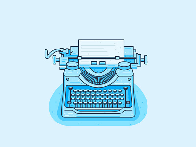 Typewriter art clean flat graphic icon illustration line minimal outline type typewriter vector