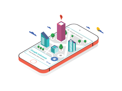 google map architecture calendar city flat google icon isometric map phone