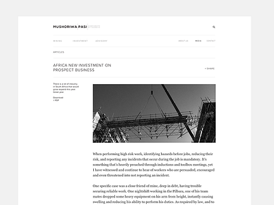 Mushowirapasi Website Desktop article clean corporate minimalist simple typography white