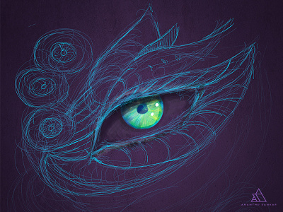 Scribbble digital art eyes scribble