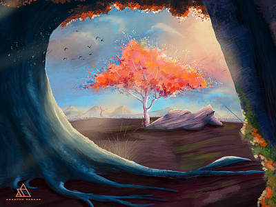 Stand Alone bg digital painting tree