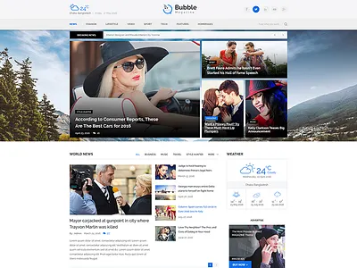 News & Magazine website builder PSD template blog fashion health journal magazine news newspaper publishing recipe sports technology travel