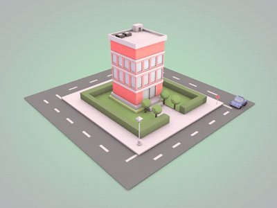 Round & Round 3d aar animation building c4d cinema4d isometric road