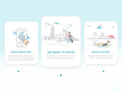 App Onboarding - Travel & Trip Booking app development app onboarding booking icons illustrations iphone splash travel trip ui
