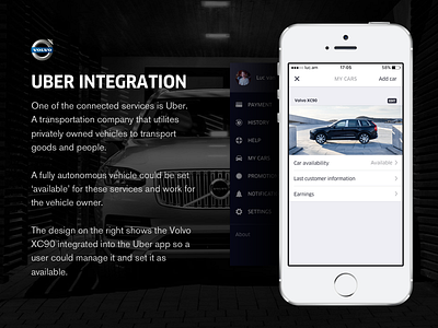 Integrate your autonomous car with Uber app autonomous car cars design minimal mobile mockup uber vehicle volvo work