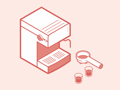 Espresso Machine design espresso isometric line machine pink