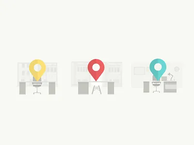 Deskpass Illustration - Unused chair chicago coworking design desk deskpass eames furniture la location locators pin