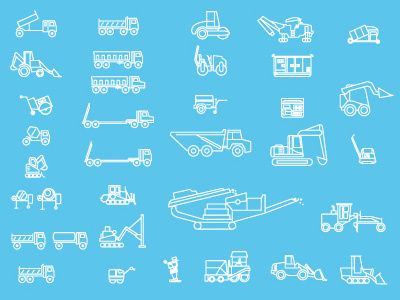 Icon Set - Heavy equipment backhoe construction excavator heavy equipment icon illustration set