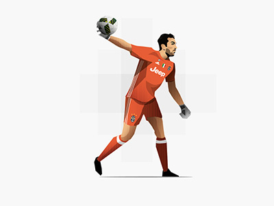 Juventus match day illustrations buffon football goalkeeper illustration italy juventus player soccer vector