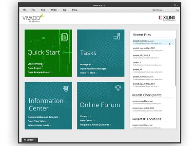 Xilinx Dashboard computer app simple start screen ui update ux