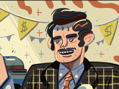 Funeral salesman Magnify Money art drawing editorial illustration kansascity