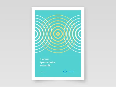 Vibrations blue circles ipsum point rings teal yellow