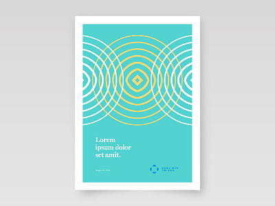 Vibrations blue circles ipsum point rings teal yellow